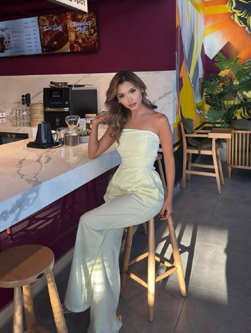 Kalias Strapless Asymmetrical Cut Suit