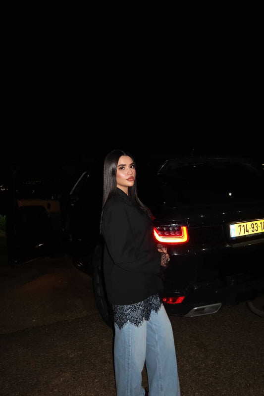 Black with Lace Details Jacket