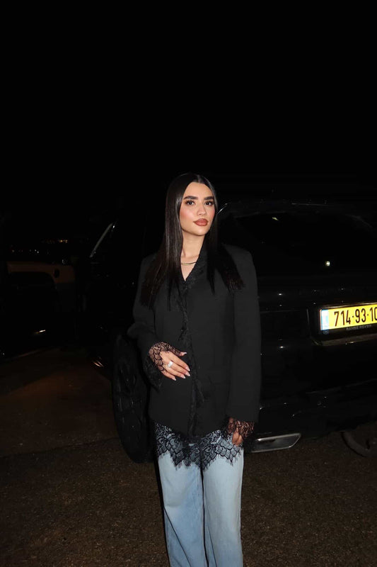 Black with Lace Details Jacket