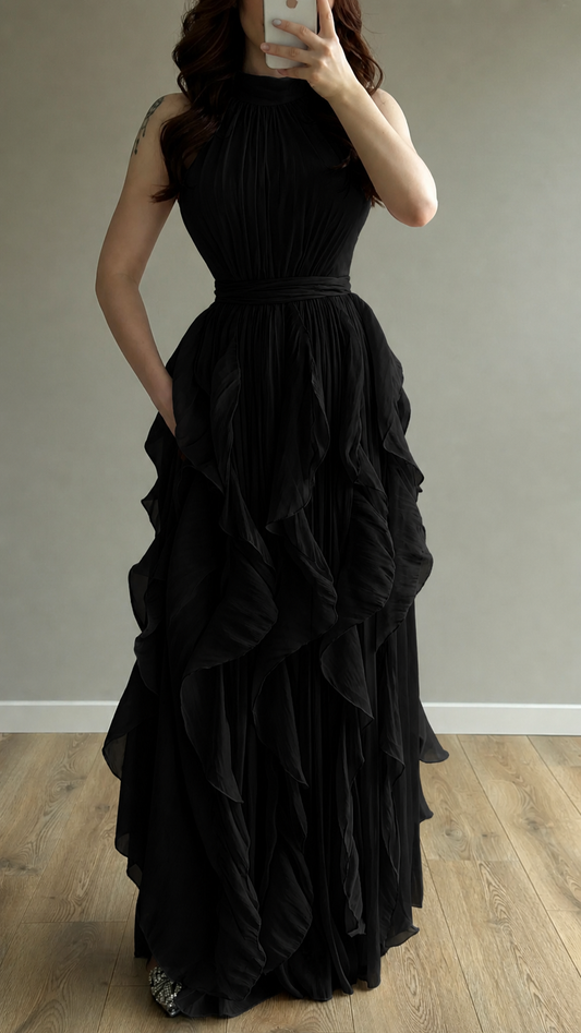 Passion Ruffle Black Dress