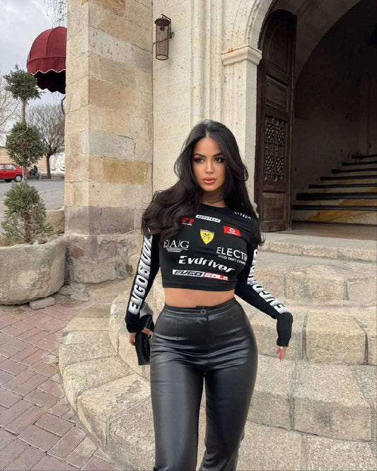 Ferrari Long Sleeve Crop Top