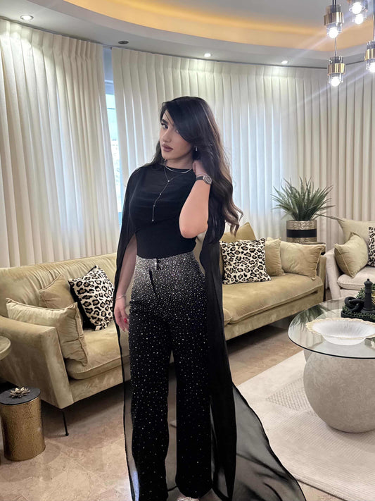 Black Shynix Embellished Trousers