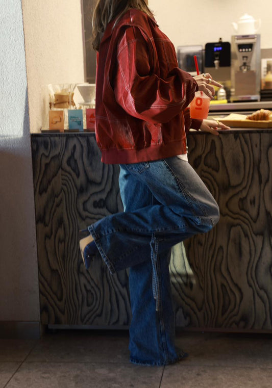 Wide-Leg Denim with Bottom Bow Detail Jeans