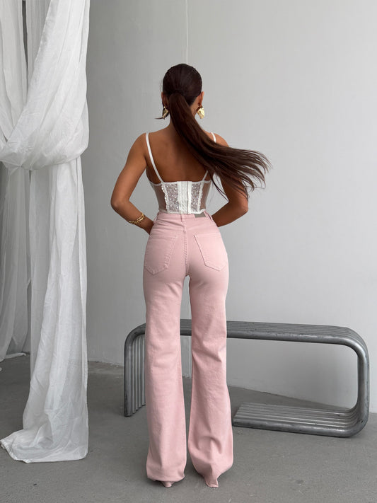Blush Pink High-Waist Jeans