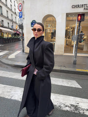 STAND-UP COLLAR WAIST SITTING PADDED MAXI CACHET COAT