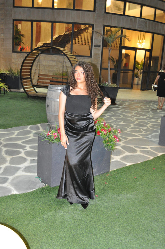 Black Velora Satin Dress