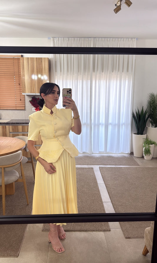 Butter Yellow Pleated Set