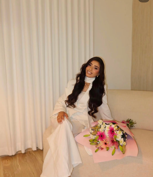 Waist-Fitting White Suit