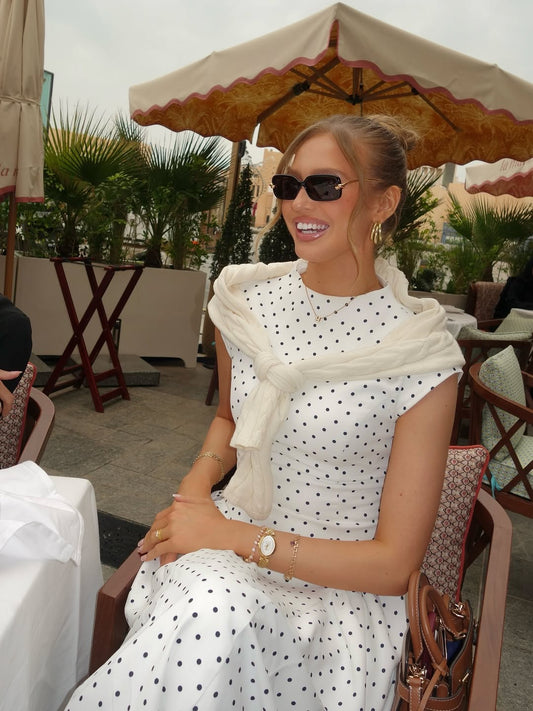 WAIST-FITTED POLKA DOT DRESS