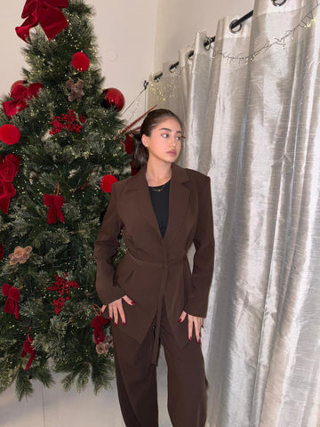 PREMIUM WAIST BELT BROWN SUIT