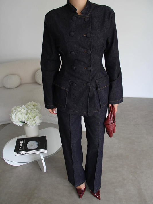 Navy Blue Helins Denim Suit