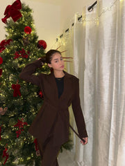 PREMIUM WAIST BELT BROWN SUIT