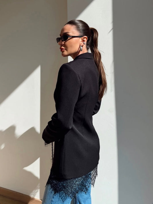 Black with Lace Details Jacket