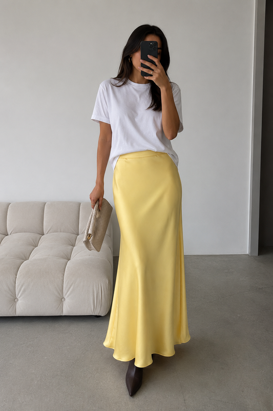 Elegant Satin Bias Skirt