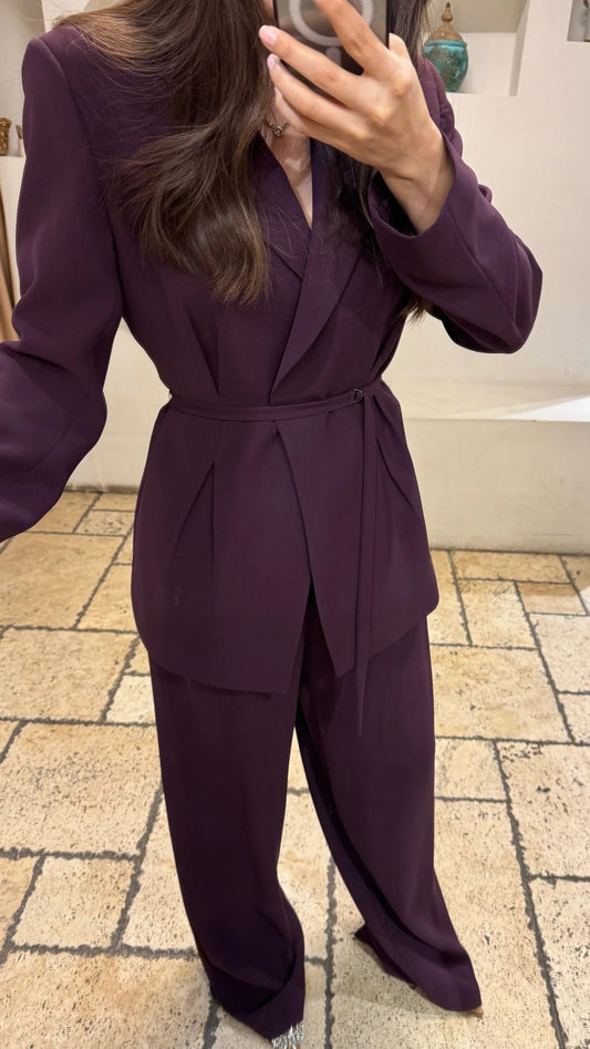 PREMIUM WAIST BELT PLUM TROUSERS