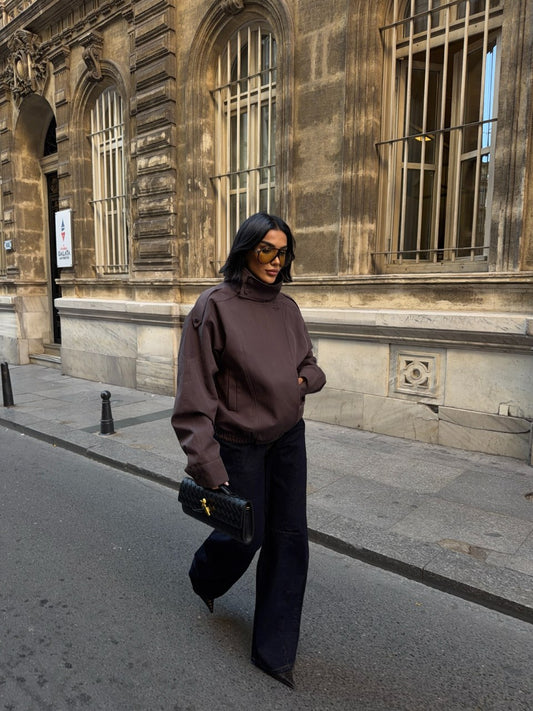 Brown Buca High Collar Bomber Jacket