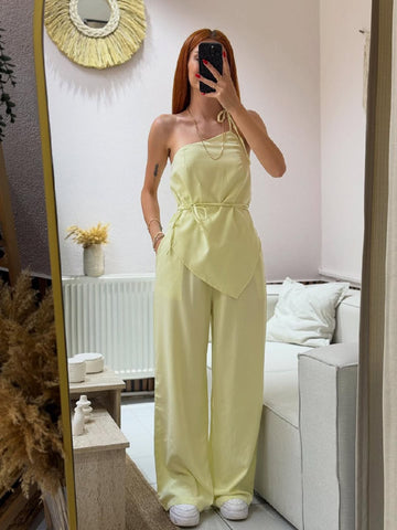 One Shoulder Strap Blouse Set