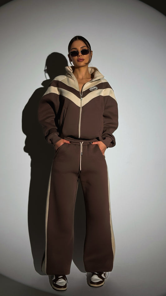 Viana Brown Striped Tracksuit