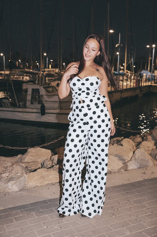 Monroe Polka Dot Wide-Leg Suit