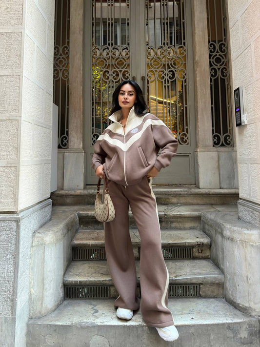 Viana Brown Striped Tracksuit