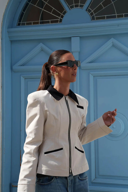 The Elodie Cream Contrast Jacket