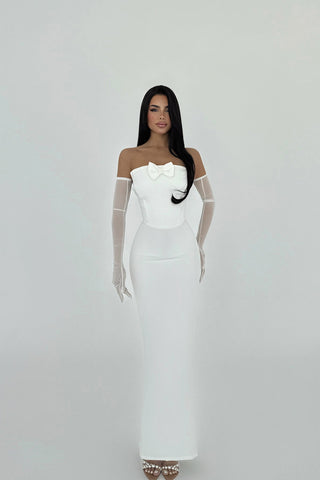White Enola Dress with Gloves
