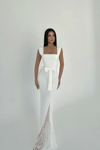 Remmy Slit Lace Detail Long Dress