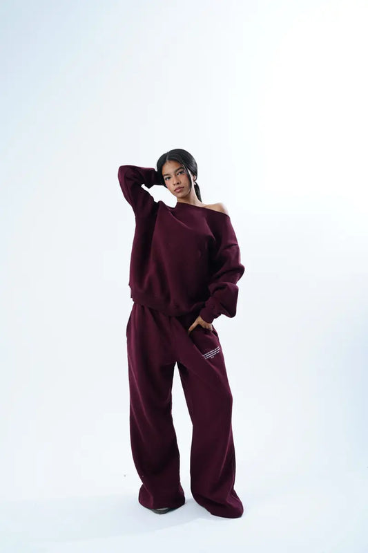 ARVERNA Off Shoulder Heather Burgundy Full Set