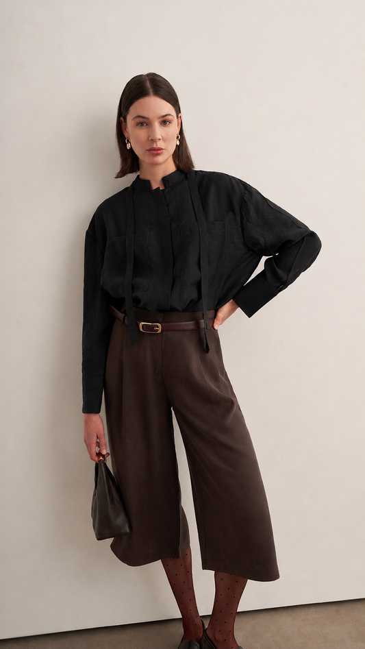 Milano Satin Touch Black Blouse