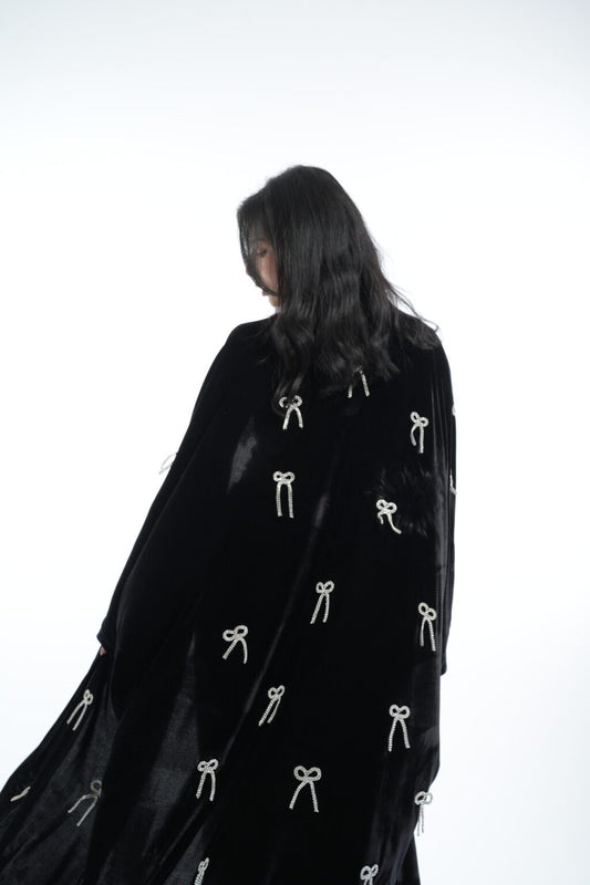 Elegant Black with Bow Accents Abaya
