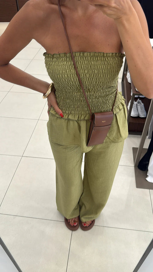 Strapless Blouse and Trouser Set