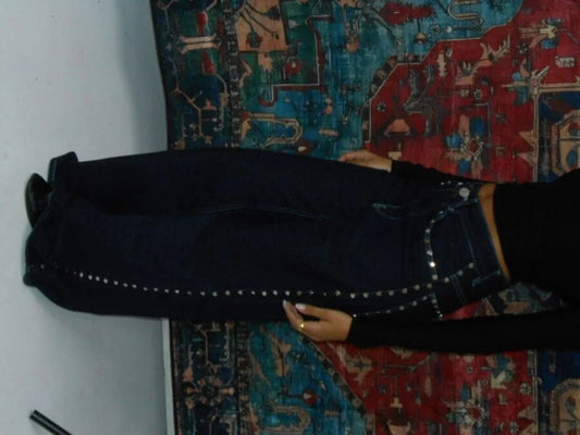 The Dark Blue Raw Studded Jean