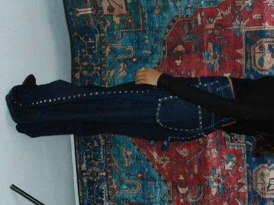The Dark Blue Raw Studded Jean