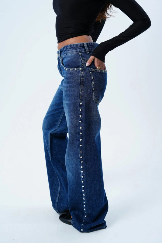 The Blue Raw Studded Jean