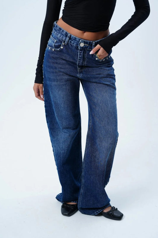 The Blue Raw Studded Jean
