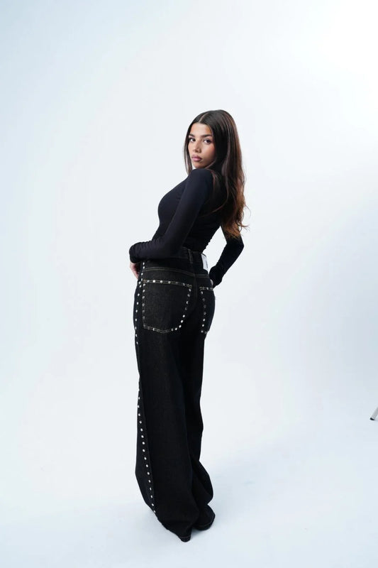 The Black Raw Studded Jean