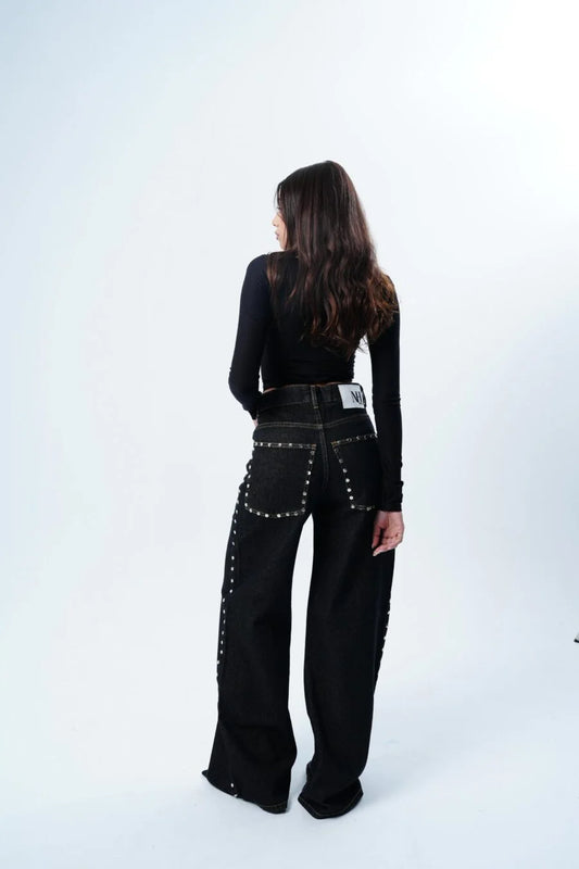 The Black Raw Studded Jean
