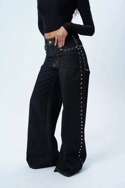 The Black Raw Studded Jean