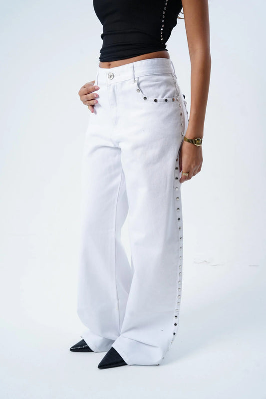 White Studded Jean