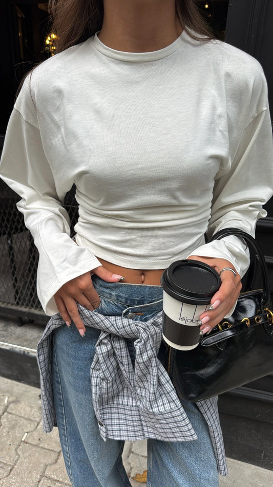 Long Sleeve Side Gather Detail Blouse