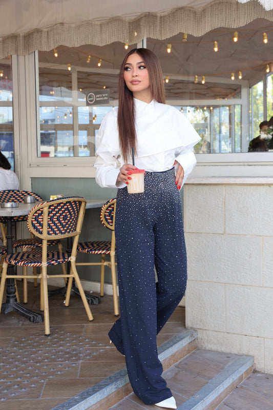 Navy Shynix Embellished Trousers
