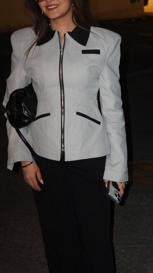 The Elodie Ice Blue Contrast Jacket
