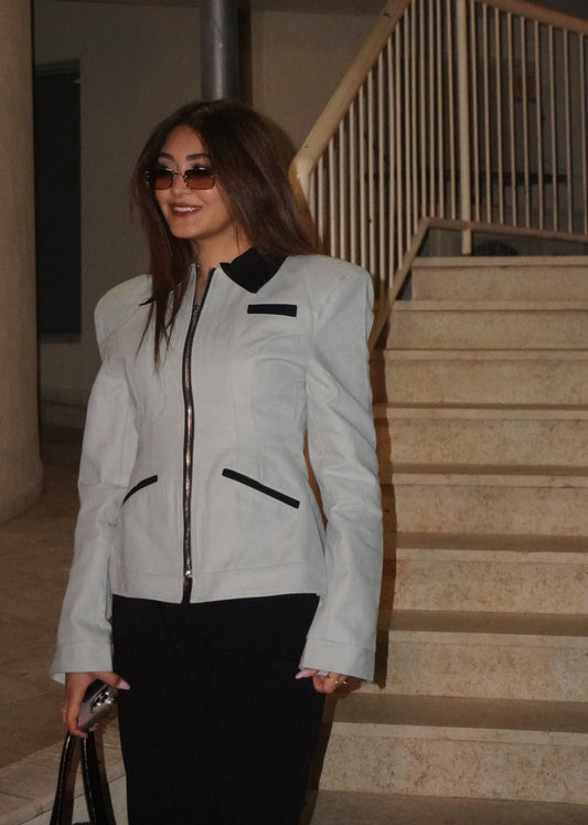 The Elodie Ice Blue Contrast Jacket