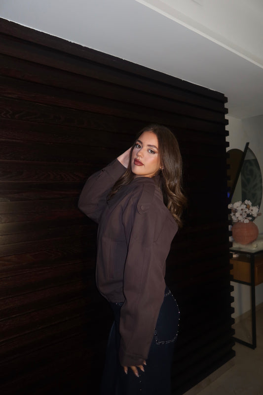 Brown Buca High Collar Bomber Jacket