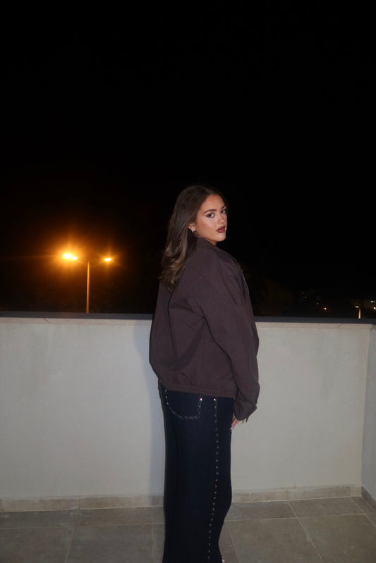 Brown Buca High Collar Bomber Jacket