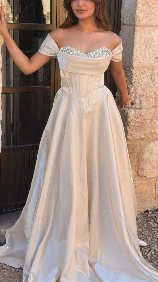 Soft Glam Cream Evening Dress