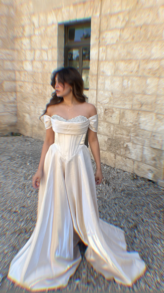 Soft Glam Cream Evening Dress