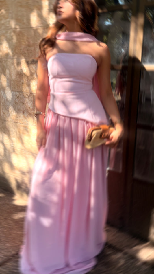 Luna Chiffon Evening with Scarf Pink Dress