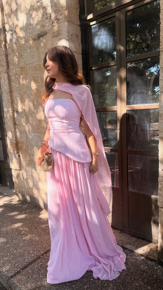Luna Chiffon Evening with Scarf Pink Dress