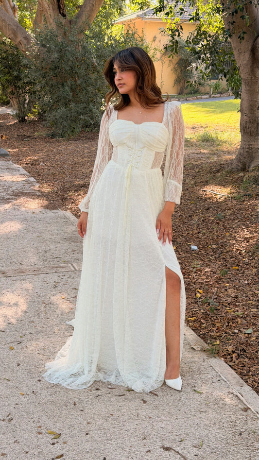 Romance White Lace Evening Dress